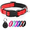 azuza Reflective Dog Collar with Airtag Holder, Soft Neoprene Padded