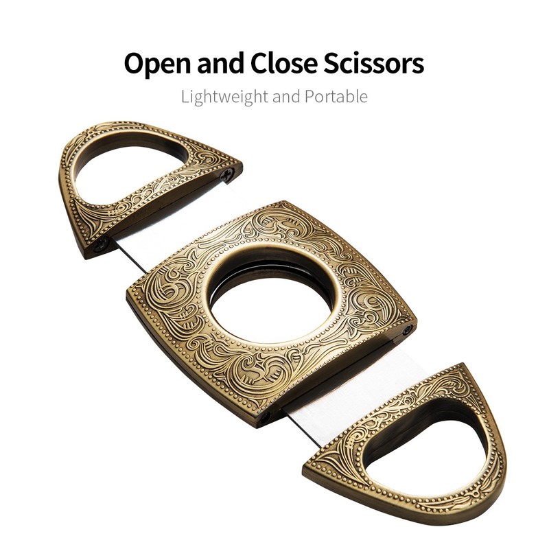 CIGARLOONG Cigar Cutter Stainless Steel Bronze Engraved Double Cut Blade