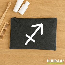 Huuraa Kulturbeutel Schütze Sternzeichen Zeichen Geschenk 1 Liter Charcoal Filz Schütze Geschenkidee
