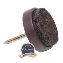 Felt Glider - Felt Pad with Pin/Nail - Brown or White - Various Sizes Available - 32 Pieces - Brown, Diameter 0.67"