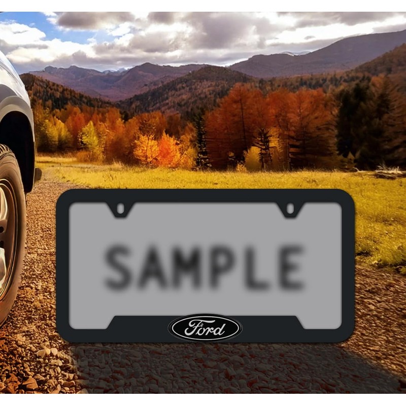 Ford 3D Badge Logo Black ABS Plastic License Plate Frame
