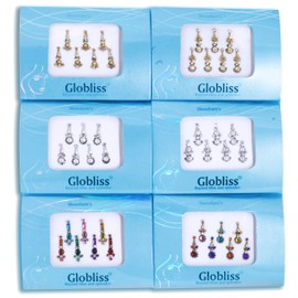 Globliss 6 Packs with 42 Long Indian Bindis face Gems