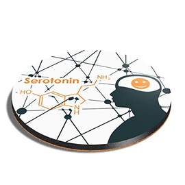 1 x Round Coaster - Serotonin Hormone Joy Cork Backed MDF Glossy Tea Coffee Accessory #60899