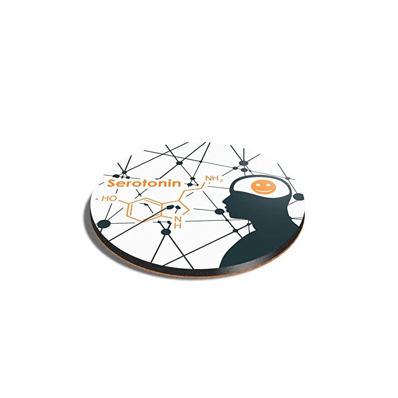 1 x Round Coaster - Serotonin Hormone Joy Cork Backed