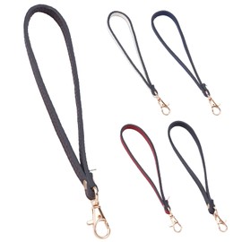 PandaHall 5 Strands Hands-Free Wristlet Strap 5 Colours PU Leather Bag Strap Key Ring Holder with Twist Lock for Purse Clutch Handbag Key Chain Lanyard, 5 colours