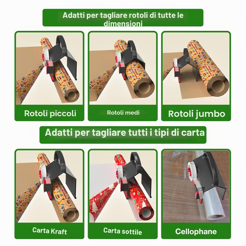 Quuylin 2 pezzi Tagliacarte per rotoli di carta regalo