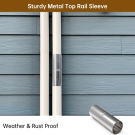 Fixirons 4 PCS Top Rail Fence Sleeve 1-5/8"" X 6"" Top Rail Sleeve Chain Link Fence Parts, Top Rail Sleeve for Chain Link Fence, Chain Link Fence Top Rail Adapter Pipe Connector, Silver