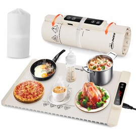 IMXSUMDA Food Warming Mat for Food, Electric Warming Tray with Full Surface Heating,5 Level Temperature,4 Hours Timer, Switchable °F/°C, Roll Up Food Warmers for Parties Buffet Countertop Daily Use