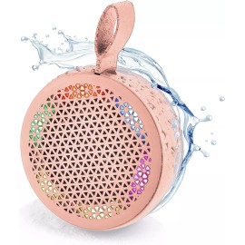 Risebass Bluetooth Speaker Wireless Waterproof Outdoor Portable with flashing Led Lights - Pink