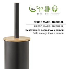 Gedy Kenta Spazzolino da Pavimento Nero Opaco Bamboo