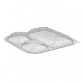 Anchor Packaging Culinary Square 3-Compartment Base Clear Lid - 8 1/2" L x 8 1/5" W x 1" H