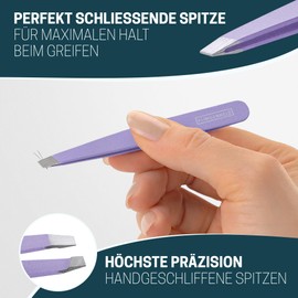 KLINGENHELD Precise Tweezers Set with Hand-Cut Tips - Perfect for All Applications - Includes Cotton Case 100% Plastic-Free & Sustainable - Tweezers Eyebrow Plucking, 21 Colours