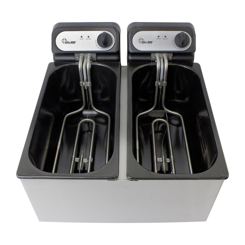 CHARD DF-6E, Dual Tank Deep Fryer, Stainless Steel, 6 liter,