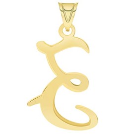 Colgante de oro amarillo macizo de 14 quilates con letra cursiva inicial en mayúsculas