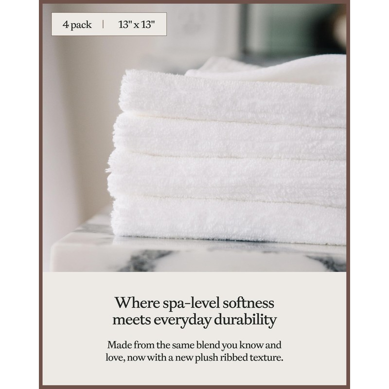 Cozy Earth Ribbed Washcloth Set - 60% Cotton 40% Viscose