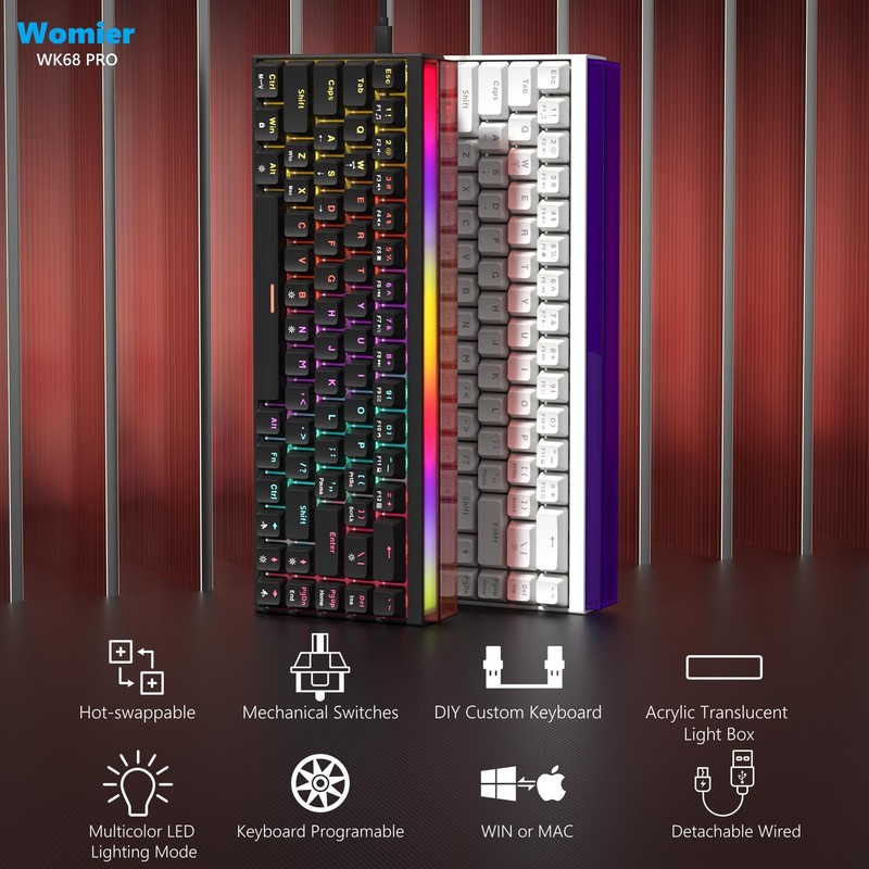 Womier 60% Keyboard Gaming with Light Box, Wired Mechanical Keyboard