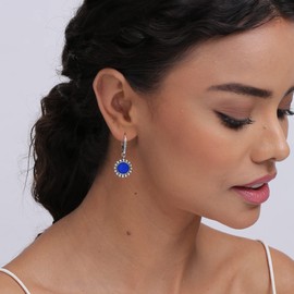 LeCalla Sterling Silver Jewelry Leverback Antique Light-Weight Circle Drop Dangle Earrings for Women 35mm / 1.37 Inches