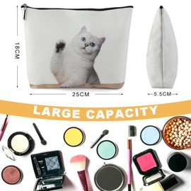 Kytpyi Small Cosmetic Bag for Handbag, Makeup Bag for Cat Lovers, Gift, Cute Cat Cosmetic Bag for Cat Lovers, Linen Cotton Toiletry Bag Women for Everyday Life Travel, -, C02