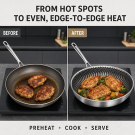 316 Stainless Steel Honeycomb Wok Pan, Tri-Ply Skillet