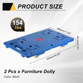 MECCANIXITY Furniture Dolly Furniture Movers with 4 Wheels 154lbs Capacity Moving Dolly for Heavy Furniture Goods Home Big Flat Dolly Cart Blue 2 Pack