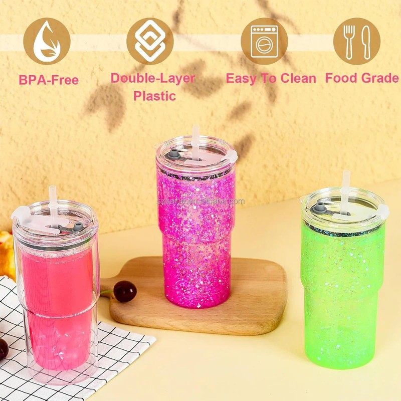 New Arrival 18oz Double Wall Snow Globe Plastic Pre-Drilled Double