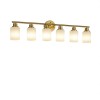 Modern 6-Light Golden Bathroom Vanity Light Frosted Glass Wall Mount