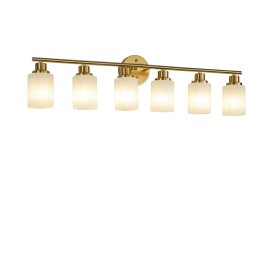 Modern 6-Light Golden Bathroom Vanity Light Frosted Glass Wall Mount LED Warm White Mirror LampColor: as Pic Color