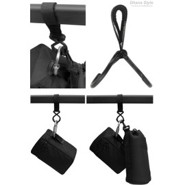 Bundle Fixed Hanging Velcro Clip Holder Velcro Magic Band Lightweight Compact Hanger Hook & Screw Lock Carabiners (Set of 2)