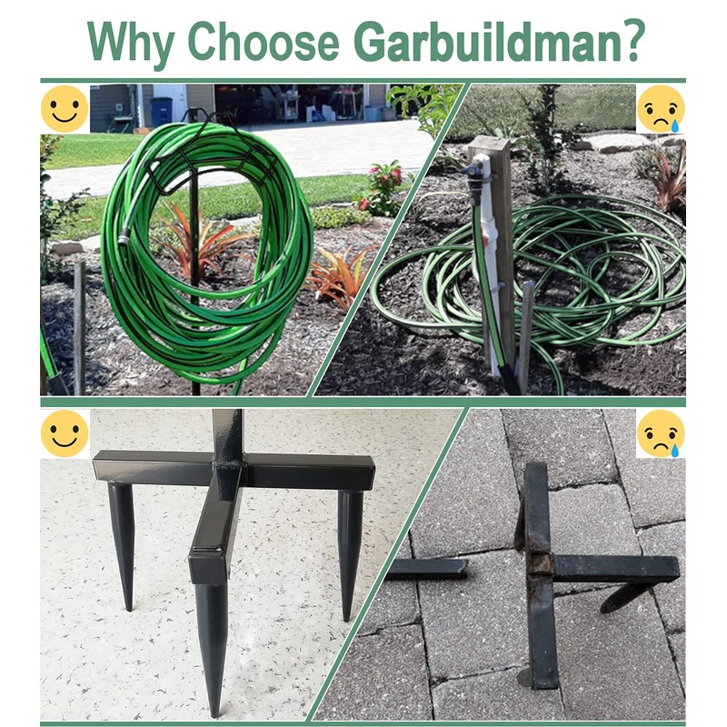Garbuildman Garden Hose Holder Stand- Outdoor Water Pipe Metal Reel