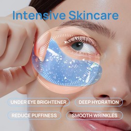 Under Eye Masks - Eye Patches for Puffy Eyes and Dark Circles, Wrinkles with Blue Algae Extract Collagen & Caffeine - Travel Essential Eye Gels for Brightening & Puffiness (Blue, 14 Pairs, AM)