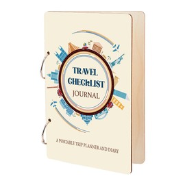 SUPERDANT Wooden Card Keeper Binder Travel Checklist Journal Book Greeting Card Organizer Postcard Photo Album 2-Rings Cover Trip Planner And Diary Keeper Book Holder Organizer Cards Keepsake Cover