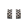Miyabi Grace Women's Elegant Silver Check Resin Plastic Post Earrings