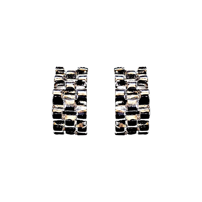 Miyabi Grace Women's Elegant Silver Check Resin Plastic Post Earrings
