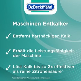 Dr. Beckmann Machine Descaler, Against Stubborn Limescale in Washing Machines and Dishwashers, Helps Prevent Functional Disorders, 2 x 50 g