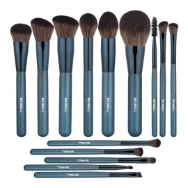 BS-Mall Juego De 14 Brochas De Maquillaje Azul