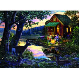 Wooden.City Wooden Puzzle 750 Pieces - Evening at The Lakehouse - Adult Children Animal Puzzle - Colourful Unique Animal Shape - Home Decoration - Gift Educational Toy - Great Toy - 51.9 x 37.5 cm