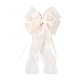 White Ribbon Hair Bow with Long Tail Bridal Hair Accessories for Women Girls Big Large Bow Hair Clip for Birthday Party Bowknot Hairpin for Girls Women White French Barrettes for Adults Styling