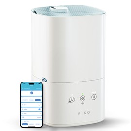 MIKO Ultrasonic Humidifiers for Bedroom Baby - Pre Filter, Wifi App controlled, Auto Mode, No Leak Design, Sleep Mode, Built-in Timer, Humidifier for Babies & Home