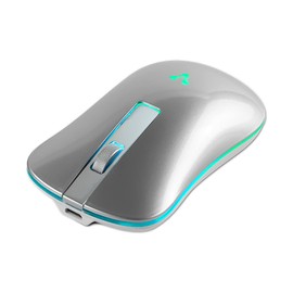 Vorago MO-305-SLIM Mouse inalámbrico Clics Silenciosos Recargable Iluminación RGB Dongle USB, 800/1200/1600 dpi Ajustable Raton para Computadora Plata.