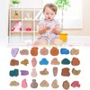 64pcs Lacing Bead Set Wooden Number Fruit Pattern Stringing Beads