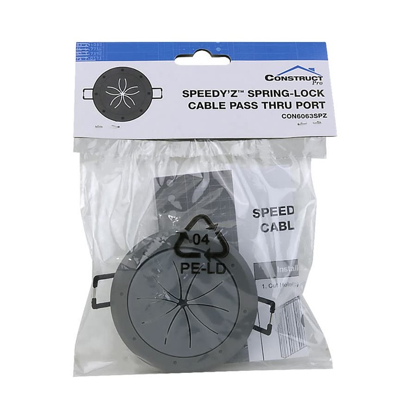 Construct Pro Speedy’Z Spring-Lock 2” Cable Pass Through Port (Gray/Each)