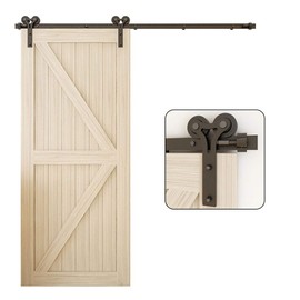 TSMST 4FT Sliding Barn Door Hardware Kit, Heavy Duty Sturdy Barn Door Track for Single Wood Door-Smoothly and Quietly - Y Style