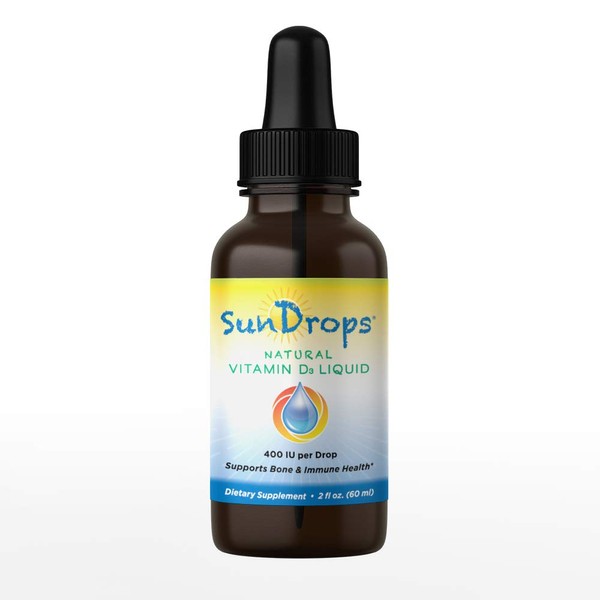 Sundrops Vitamin D Drops for infants - Gluten-free,Non-GMO and All Natural - D3 ,400 IU = 1 drop = 100% Daily Value - Safe and Easy Concentration for your Baby - 60 mL (2 fl oz) = over 2,000 Doses!