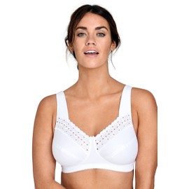 Miss Mary of Sweden Broderie Anglaise Women's Non-Wired Comfort Cotton Bra White 40E