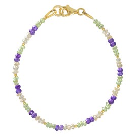 I Be, Amethyst, Citrine, Peridot, bracelet gemstone Stamped 925 Sterling Silver Gold Plated Lobster Clasps in Gift Case 50031546 20SG