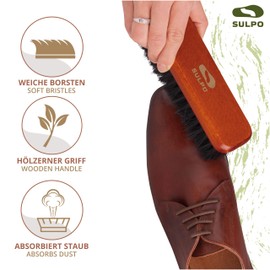 SULPO Shoe Brush Length 16 cm - Shoe Cleaning Sets Shoe Cleaning Brush Leather Brush Cleaning Dirt Brush Soft Bristles Black Polishing Brush - Set of 2 - Shoe Care