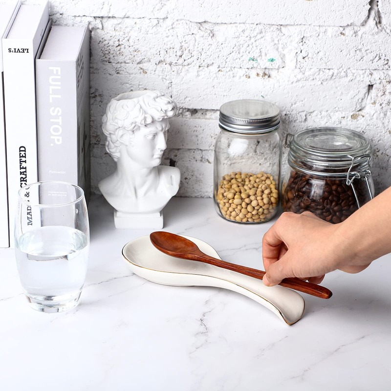 Patelai Ceramic Spoon Rest Spoon Holder Stovetop Spoon Holder for