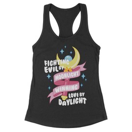 Fighting Evil by Moonlight, Winning Love by Daylight Tank Top Fitted Racerback Women's Medium Black