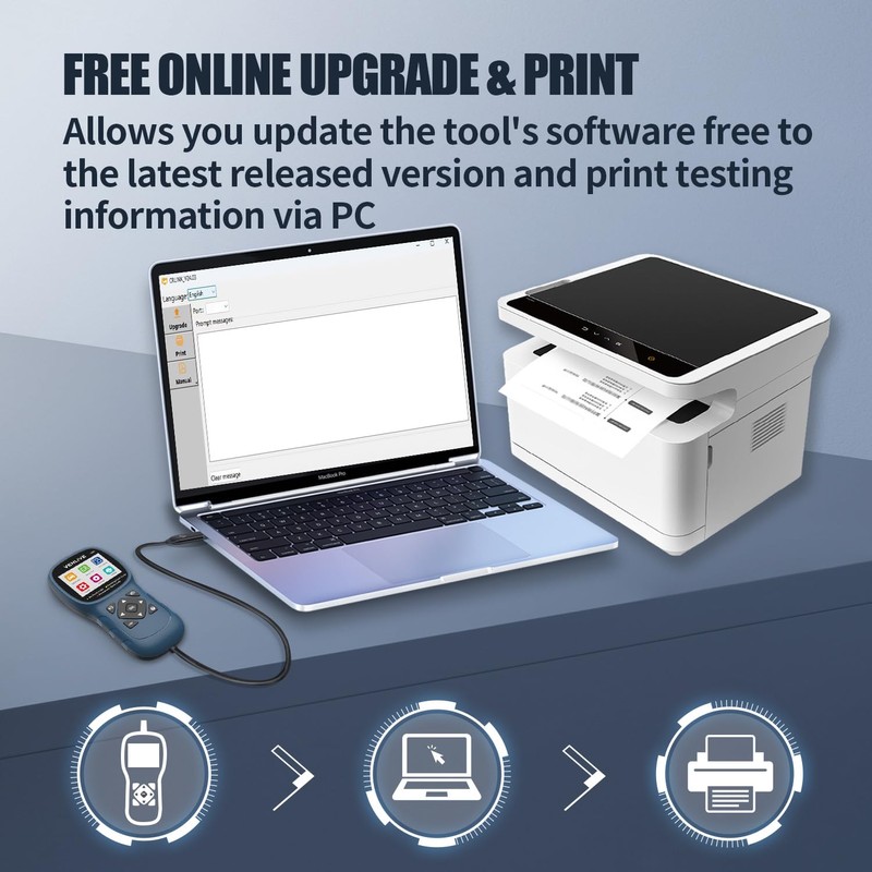 Car OBD2 Scanner Diagnostic Tools w/Printer, Engine Check Automotive Code