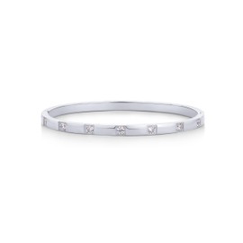 PAVOI Stainless Steel Thin Love Bangle Bracelets for Women | Dainty Waterproof Cubic Zirconia Hinged Bracelet Dupe | 7"